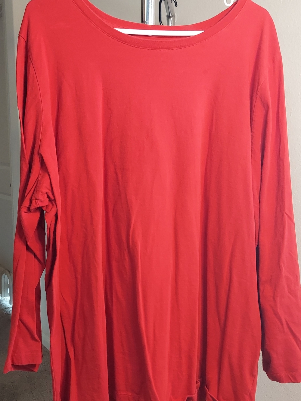 Woman Within Bright Red Scoop Neck Long Sleeve Top